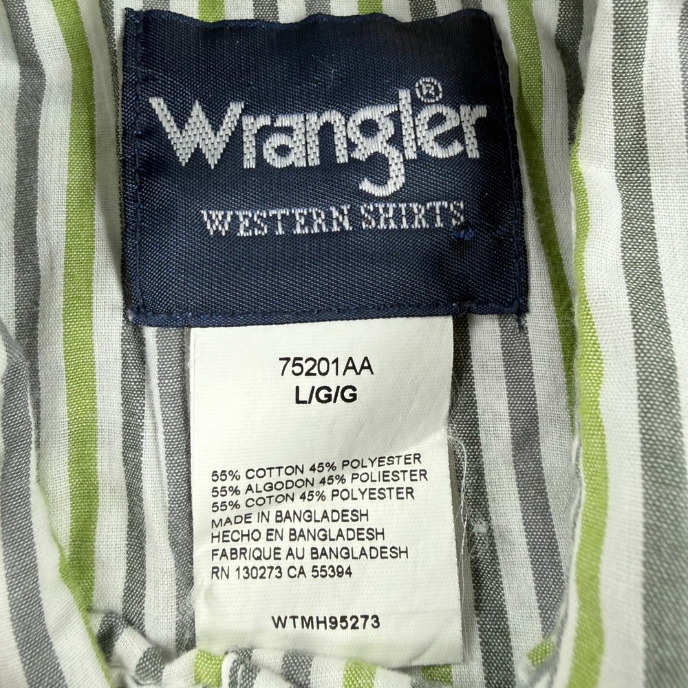 Lot of 2 Vintage Wrangler Pearl Snap Western Shirts Men Large Stripe Lightweight - Picture 9 of 9